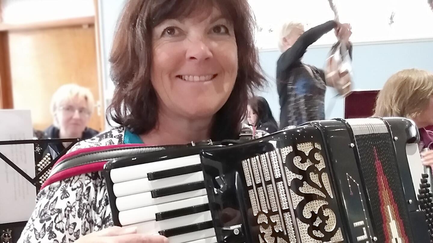 Someone playing the accordion